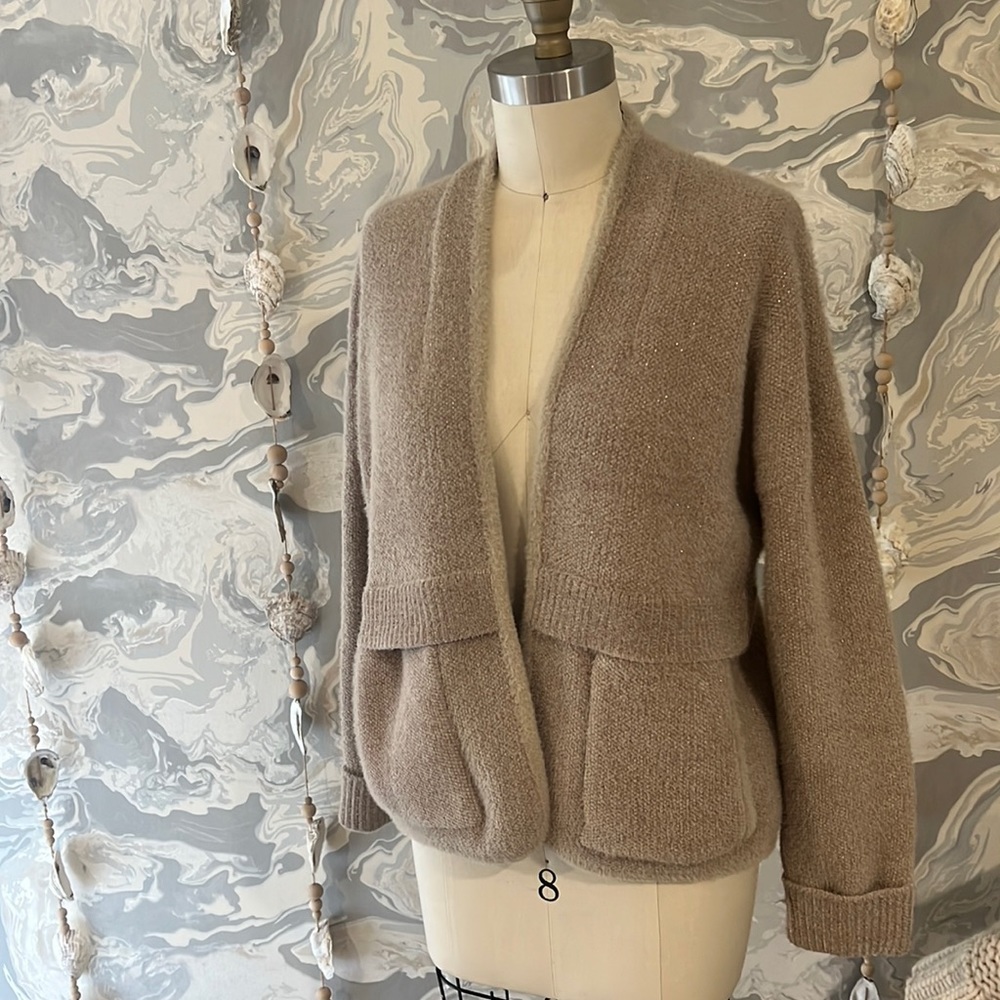 Anthropology Pilcro Tan cardigan sweater.